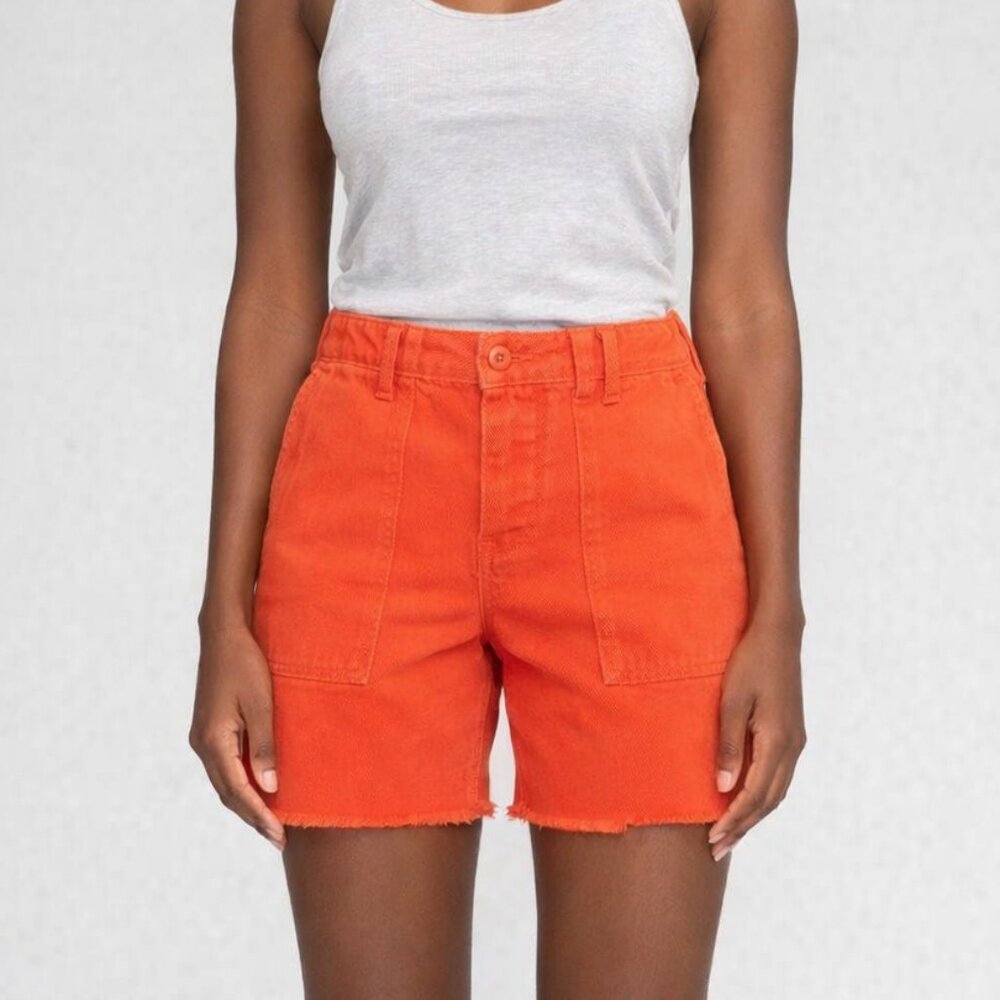 NWT LE SUPERBE Beach Crawler Cut Off Shorts Orange Size‎ 6